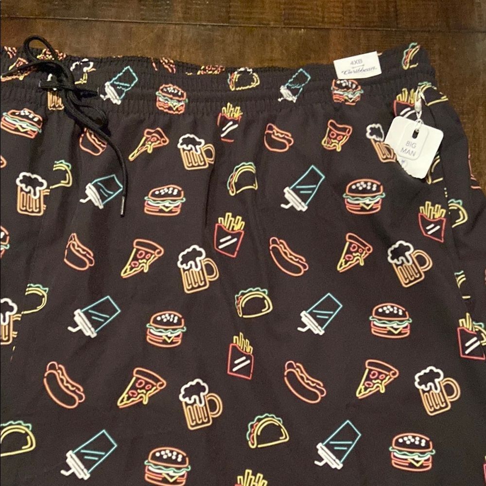 Caribbean Black Shorts with Colorful Food Design men’s 4XB